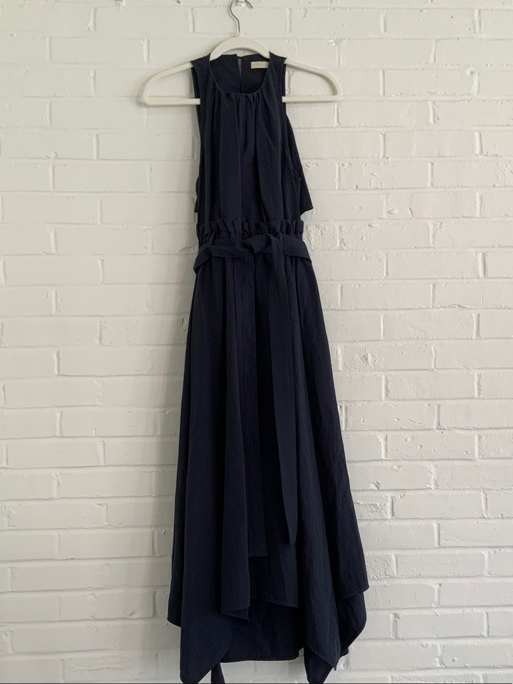 Ulla Johnson Navy Sleeveless Midi Dress with Tie Waist